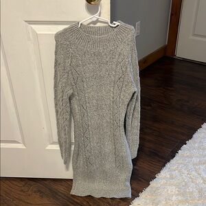 Gray Knit Sweater Dress